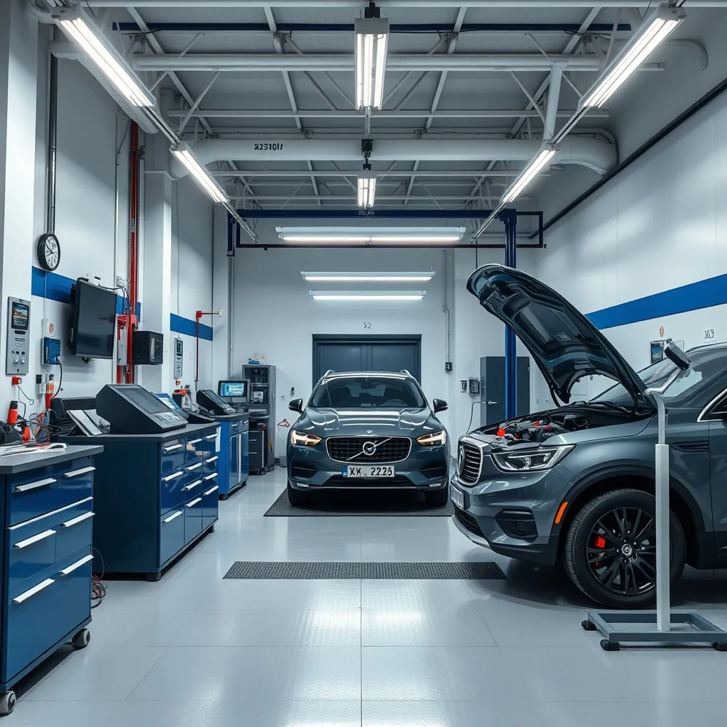 A modern car diagnostic station in Debrecen, Hungary, with p