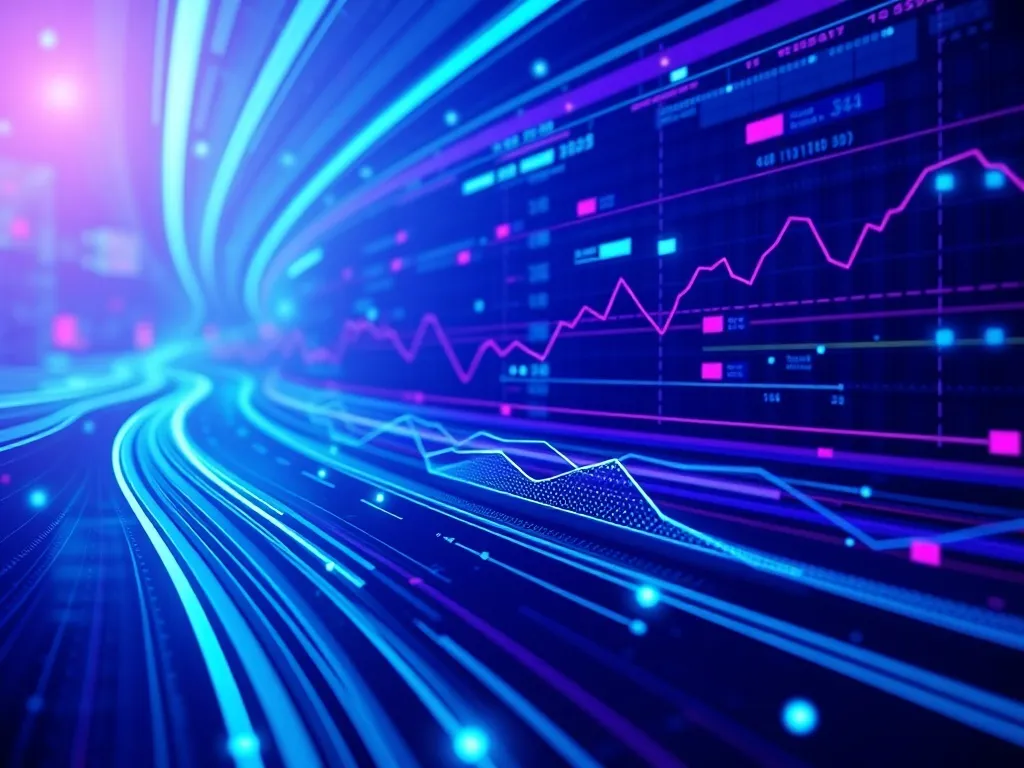 A high-tech digital background with abstract blue and purple